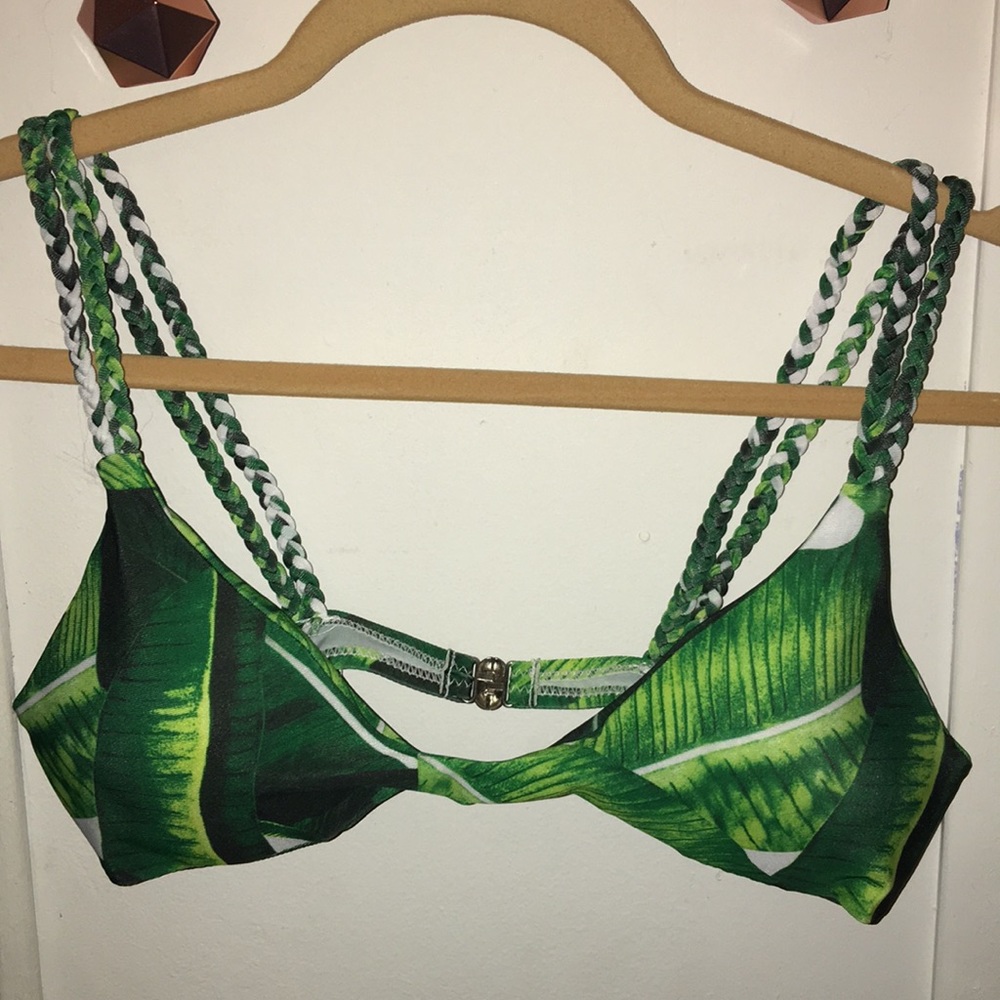 2 piece Green and white leafy Swim Suit